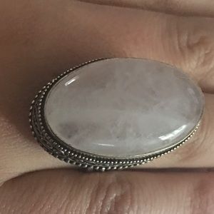 RING HUGE ROSEQUARTZ LADIES’ .925 SILVER SIZE 8.5